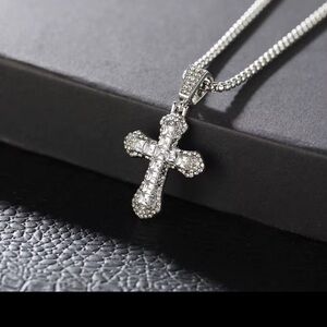 Elegant Silver Cross Pendant Necklace